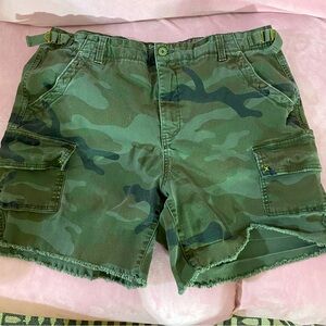 Cool Cargo Shorts Terra Sky 16W Women’s Cutoff Cute Detail Stitching Worn